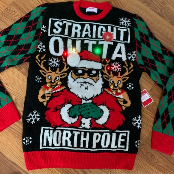 Straight Outta Light-up Ugly Christmas Sweater NWT - Picture 5 of 10